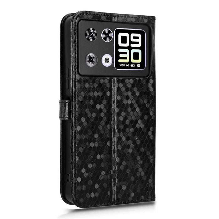 For Cubot P90 Wallet Case Dot Pattern Imprint PU Leather Phone Cover with Wrist Strap - Black - 6
