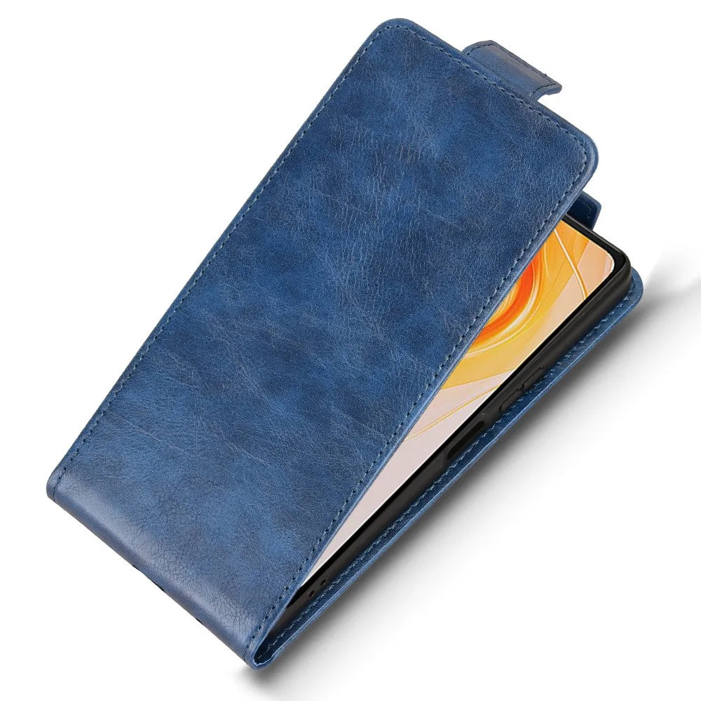 For Cubot P90 Stand Case Magnetic Clasp Vertical Flip Leather Phone Cover with Card Holder - Dark Blue - 4