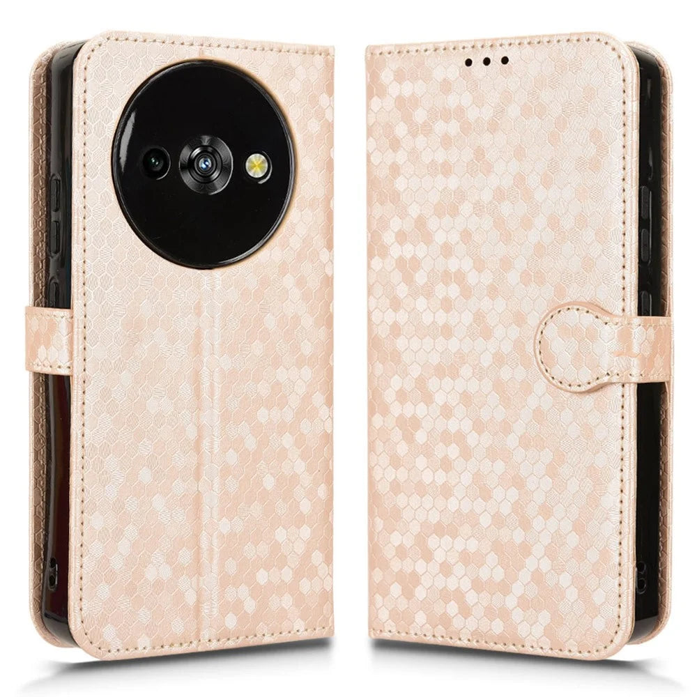 For Oukitel C59 Pro  /  C59 Wallet Case Dot Pattern Imprint PU Leather Phone Cover with Wrist Strap - Rose Gold - 1