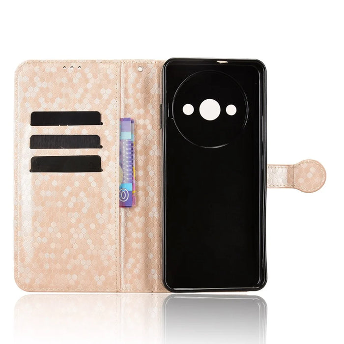 For Oukitel C59 Pro  /  C59 Wallet Case Dot Pattern Imprint PU Leather Phone Cover with Wrist Strap - Rose Gold - 4