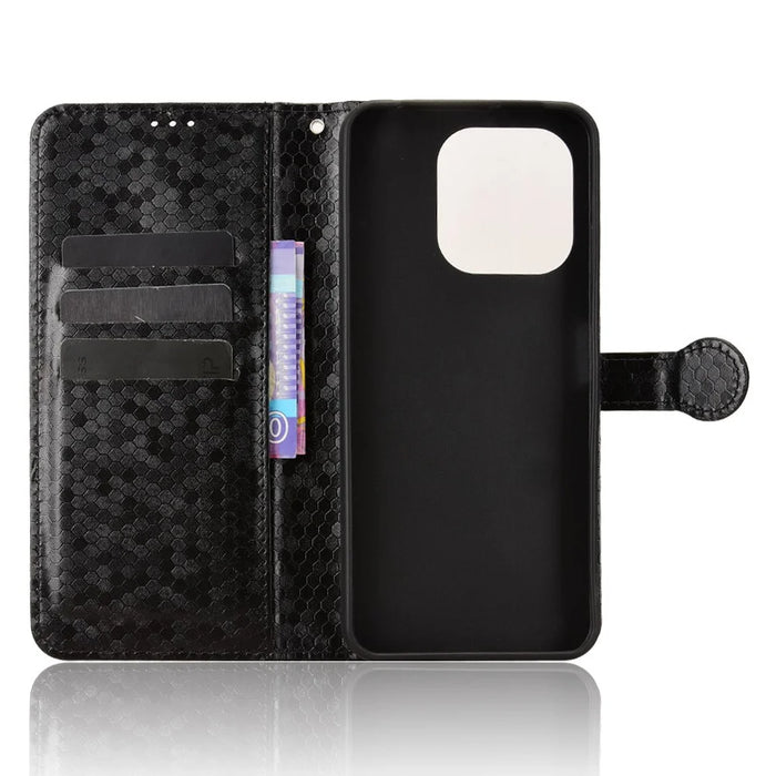 For Umidigi G9x 4G  /  G100x 4G Wallet Case Dot Pattern Imprint PU Leather Phone Cover with Wrist Strap - Black - 4