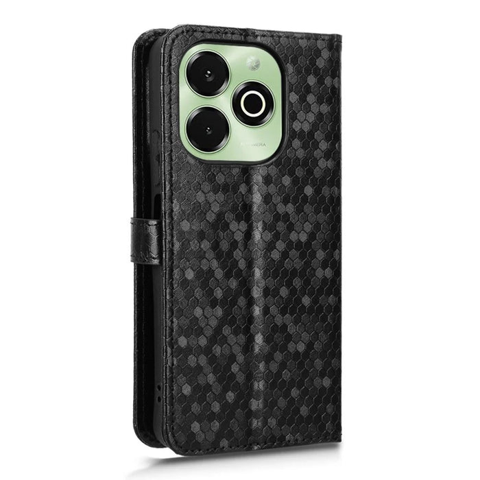 For Umidigi G9x 4G  /  G100x 4G Wallet Case Dot Pattern Imprint PU Leather Phone Cover with Wrist Strap - Black - 6