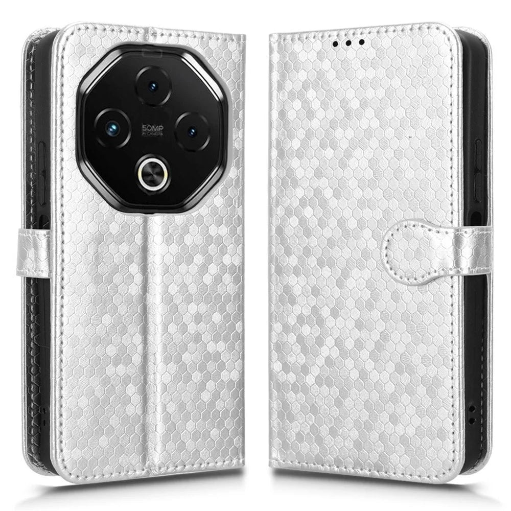 For Umidigi G100 Pro 4G  /  G100 5G Wallet Case Dot Pattern Imprint PU Leather Phone Cover with Wrist Strap - Silver - 1