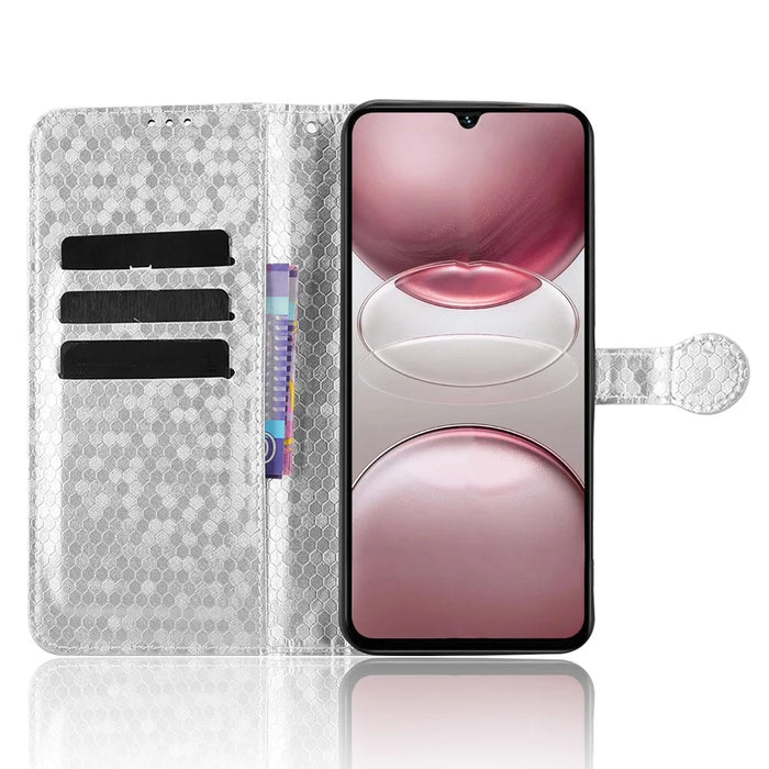 For Umidigi G100 Pro 4G  /  G100 5G Wallet Case Dot Pattern Imprint PU Leather Phone Cover with Wrist Strap - Silver - 2