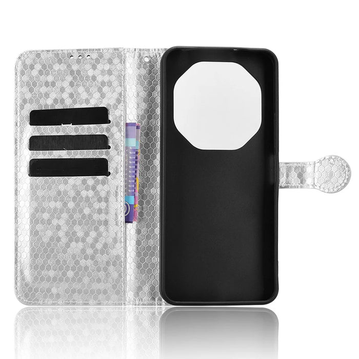 For Umidigi G100 Pro 4G  /  G100 5G Wallet Case Dot Pattern Imprint PU Leather Phone Cover with Wrist Strap - Silver - 4