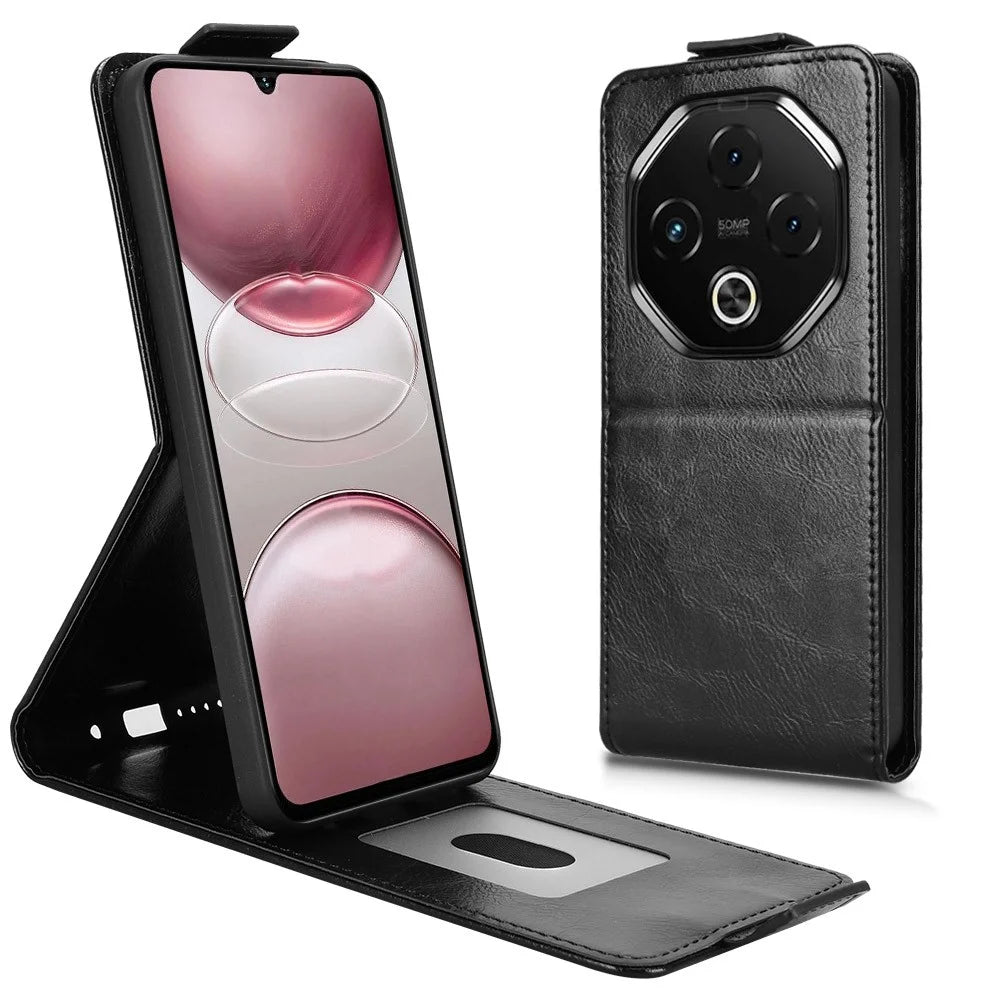 For Umidigi G100 Pro 4G  /  G100 5G Stand Case Magnetic Clasp Vertical Flip Leather Phone Cover with Card Holder - Black - 1