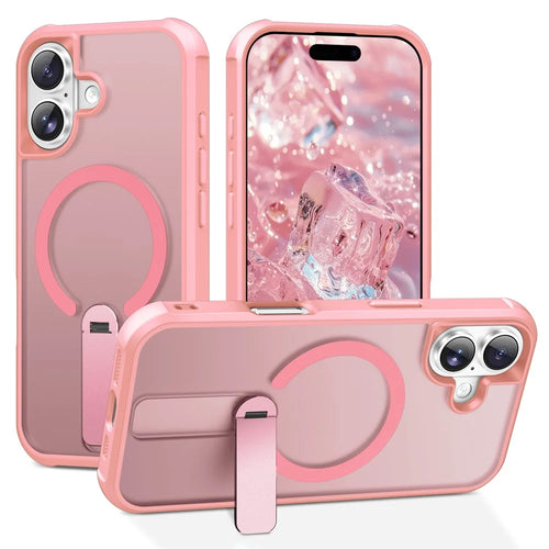 For iPhone 17 Case Compatible with MagSafe Kickstand TPU + PC Drop Protection Phone Cover - Pink - 1