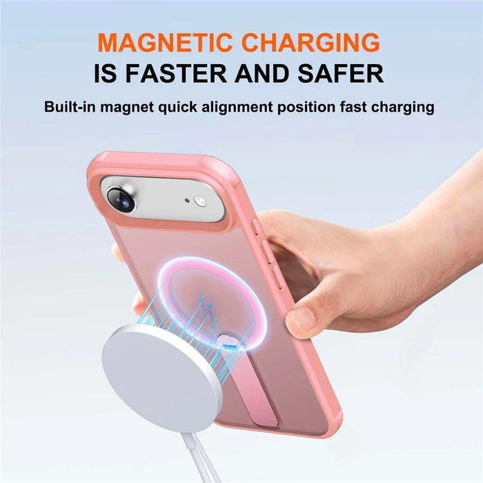 For iPhone Air Case Compatible with MagSafe Kickstand TPU + PC Drop Protection Phone Cover - Pink - 2