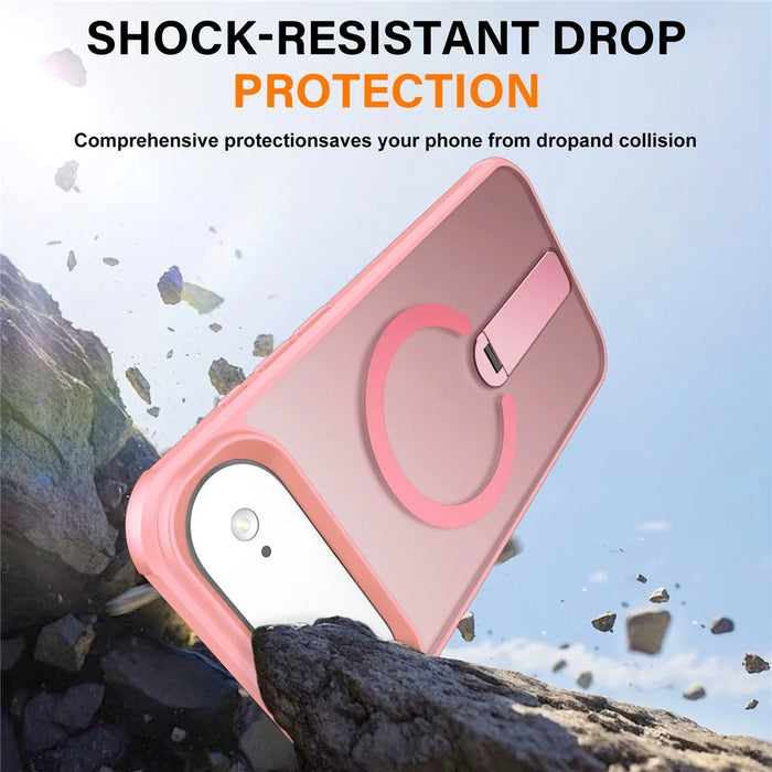 For iPhone Air Case Compatible with MagSafe Kickstand TPU + PC Drop Protection Phone Cover - Pink - 3