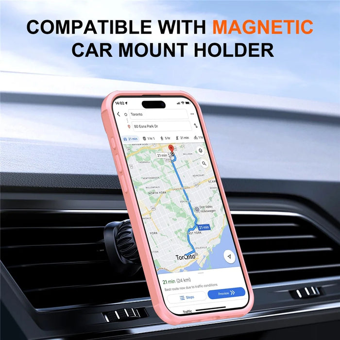 For iPhone Air Case Compatible with MagSafe Kickstand TPU + PC Drop Protection Phone Cover - Pink - 4