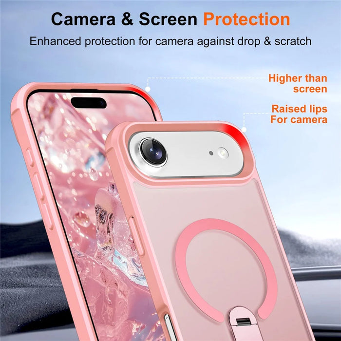 For iPhone Air Case Compatible with MagSafe Kickstand TPU + PC Drop Protection Phone Cover - Pink - 5