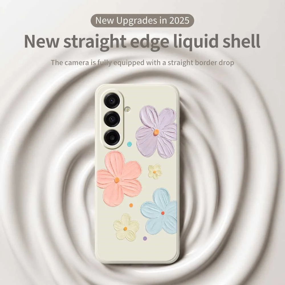 For Samsung Galaxy A18 5G / A18 4G / A17 5G / A17 4G Case Four Color Flowers Pattern Printing Straight Edge TPU Phone Back Cover - Beige - 3
