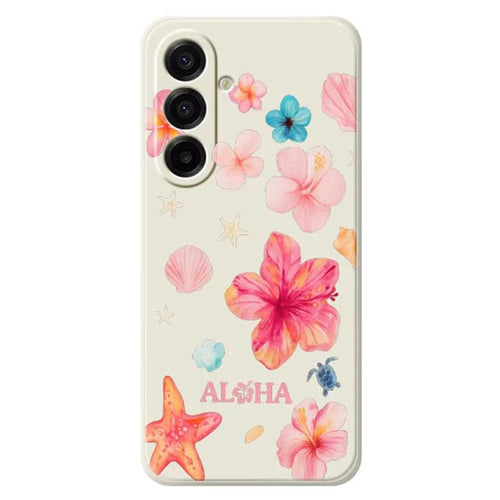 For Samsung Galaxy A18 5G / A18 4G / A17 5G / A17 4G Case Flower Pattern Printing Straight Edge TPU Phone Back Cover - Beige - 1