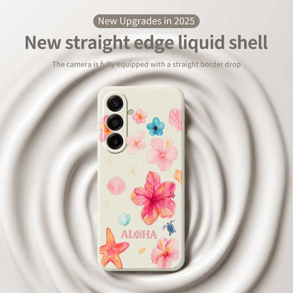 For Samsung Galaxy A18 5G / A18 4G / A17 5G / A17 4G Case Flower Pattern Printing Straight Edge TPU Phone Back Cover - Beige - 3