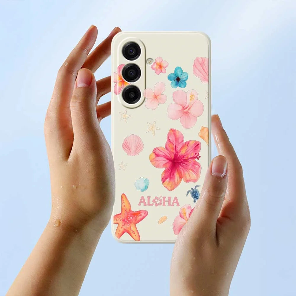For Samsung Galaxy A18 5G / A18 4G / A17 5G / A17 4G Case Flower Pattern Printing Straight Edge TPU Phone Back Cover - Beige - 6