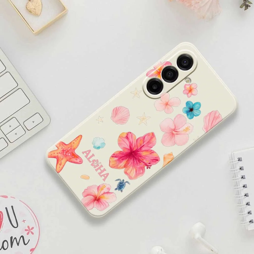 For Samsung Galaxy A18 5G / A18 4G / A17 5G / A17 4G Case Flower Pattern Printing Straight Edge TPU Phone Back Cover - Beige - 7
