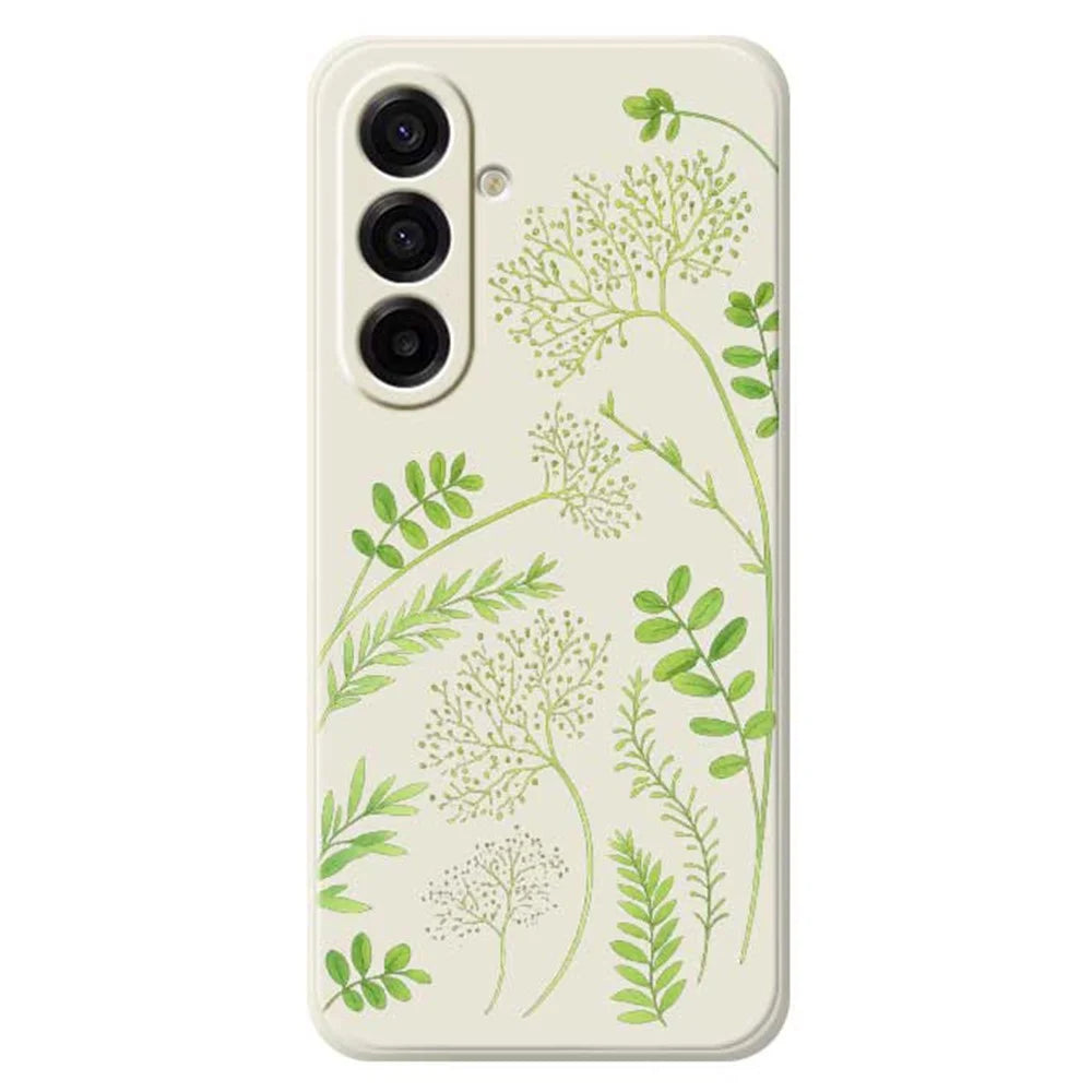 For Samsung Galaxy A18 5G / A18 4G / A17 5G / A17 4G Case Leaves Pattern Printing Straight Edge TPU Phone Back Cover - Beige - 1