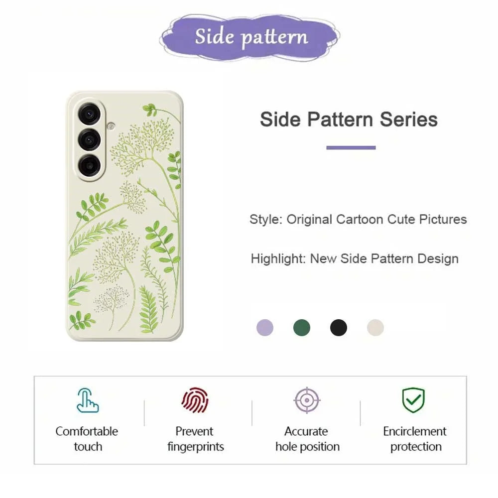 For Samsung Galaxy A18 5G / A18 4G / A17 5G / A17 4G Case Leaves Pattern Printing Straight Edge TPU Phone Back Cover - Beige - 2