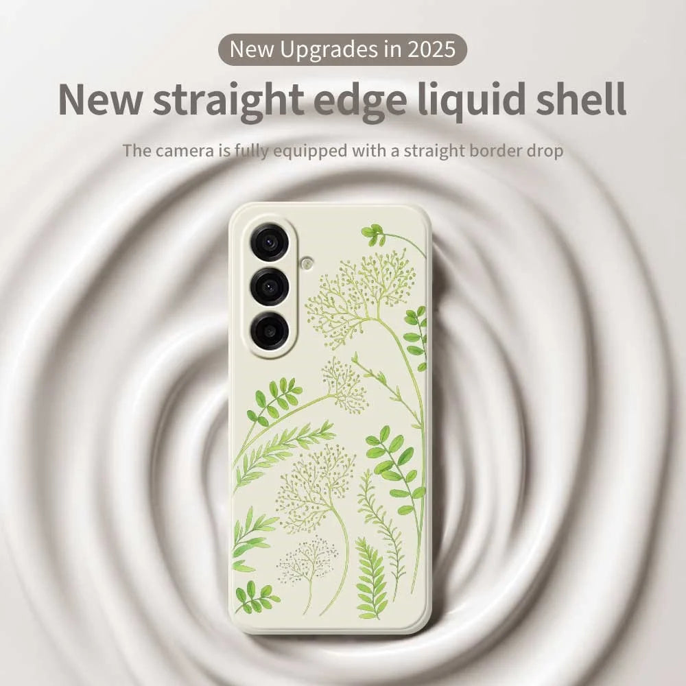 For Samsung Galaxy A18 5G / A18 4G / A17 5G / A17 4G Case Leaves Pattern Printing Straight Edge TPU Phone Back Cover - Beige - 3