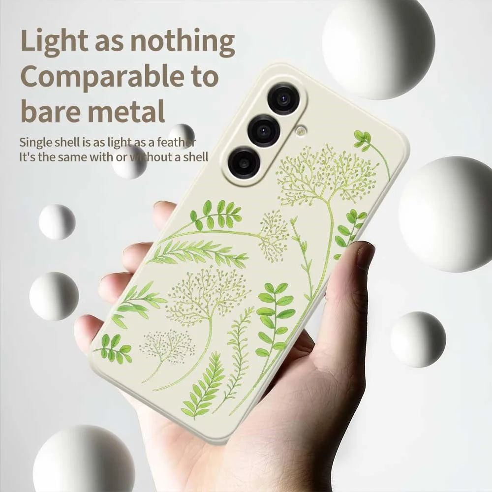 For Samsung Galaxy A18 5G / A18 4G / A17 5G / A17 4G Case Leaves Pattern Printing Straight Edge TPU Phone Back Cover - Beige - 4