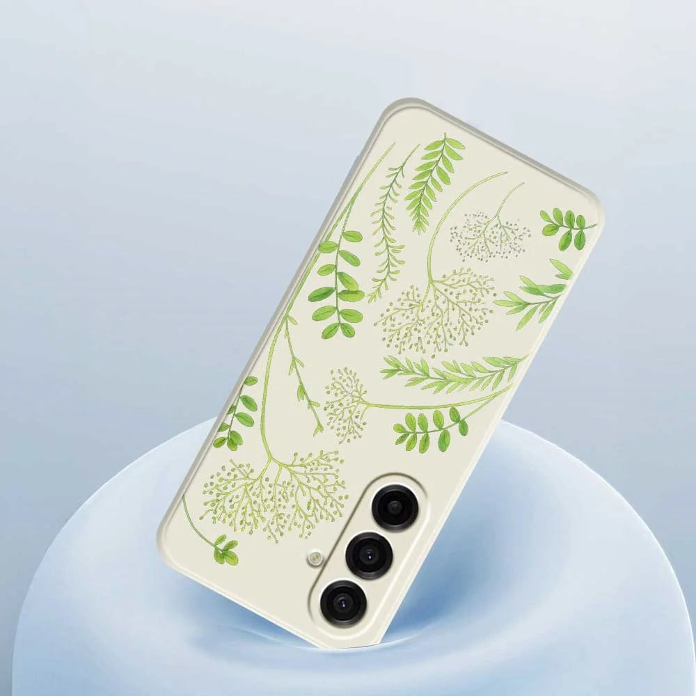 For Samsung Galaxy A18 5G / A18 4G / A17 5G / A17 4G Case Leaves Pattern Printing Straight Edge TPU Phone Back Cover - Beige - 5