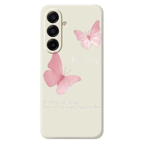 For Samsung Galaxy A18 5G / A18 4G / A17 5G / A17 4G Case Butterfly Pattern Printing Straight Edge TPU Phone Back Cover - Beige - 1