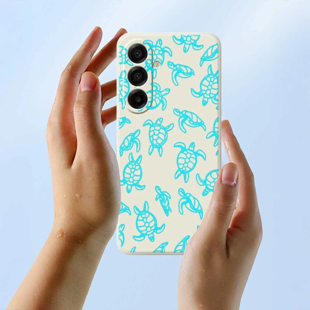 For Samsung Galaxy A18 5G / A18 4G / A17 5G / A17 4G Case Tortoise Pattern Printing Straight Edge TPU Phone Back Cover - Beige - 6