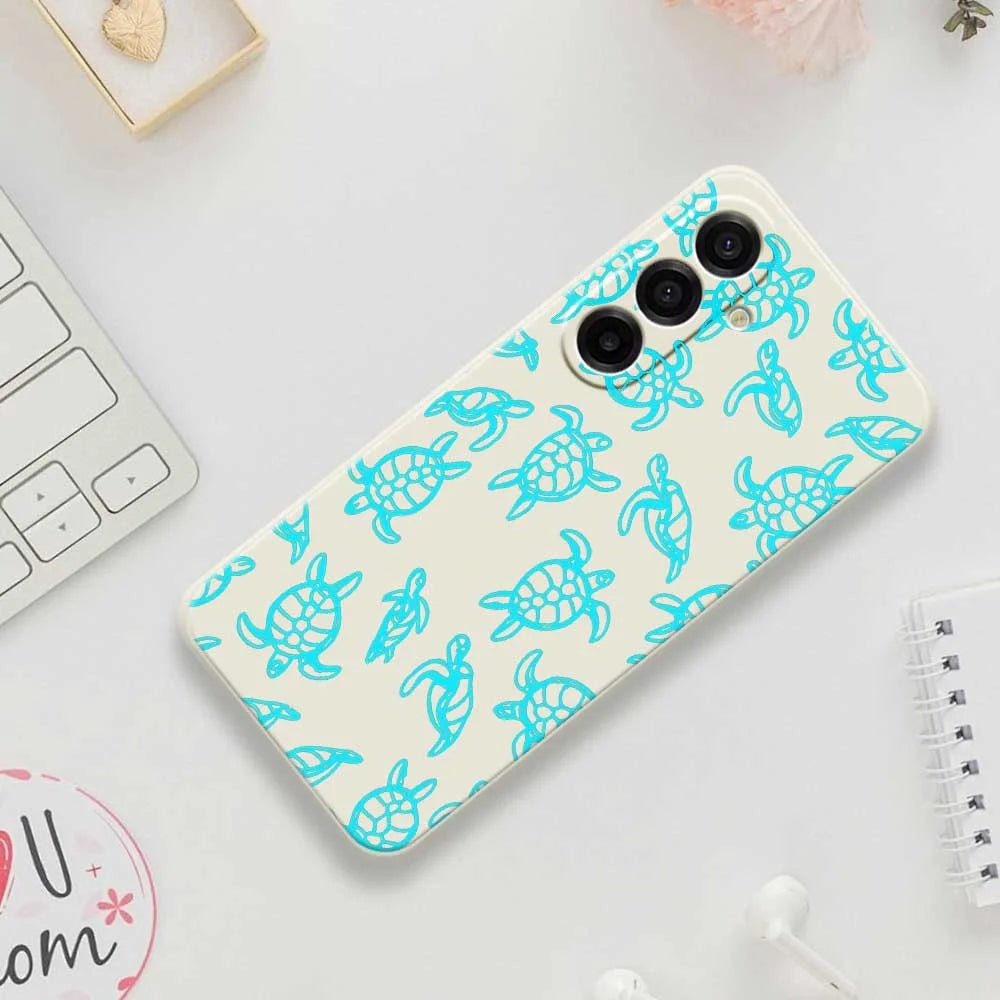 For Samsung Galaxy A18 5G / A18 4G / A17 5G / A17 4G Case Tortoise Pattern Printing Straight Edge TPU Phone Back Cover - Beige - 7