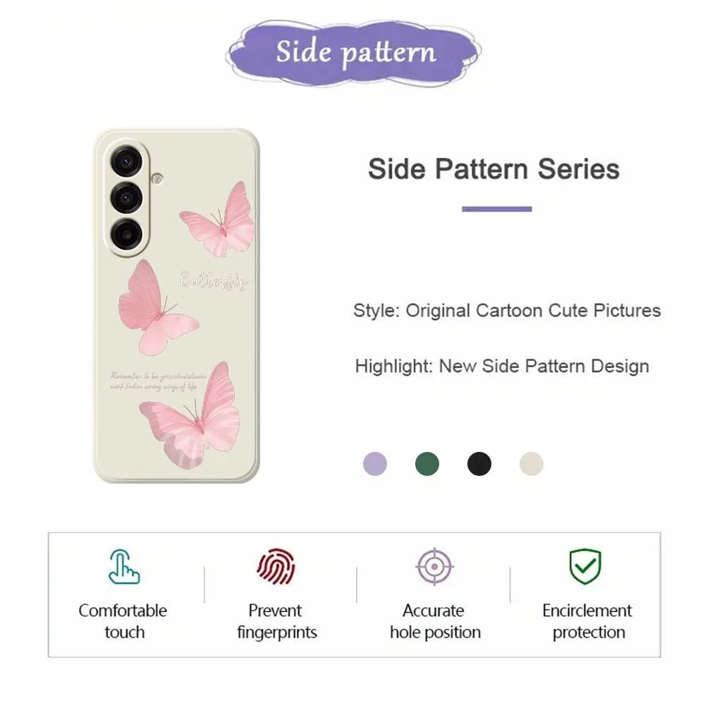 For Samsung Galaxy A18 5G / A18 4G / A17 5G / A17 4G Case Butterfly Pattern Printing Straight Edge TPU Phone Back Cover - Beige - 2