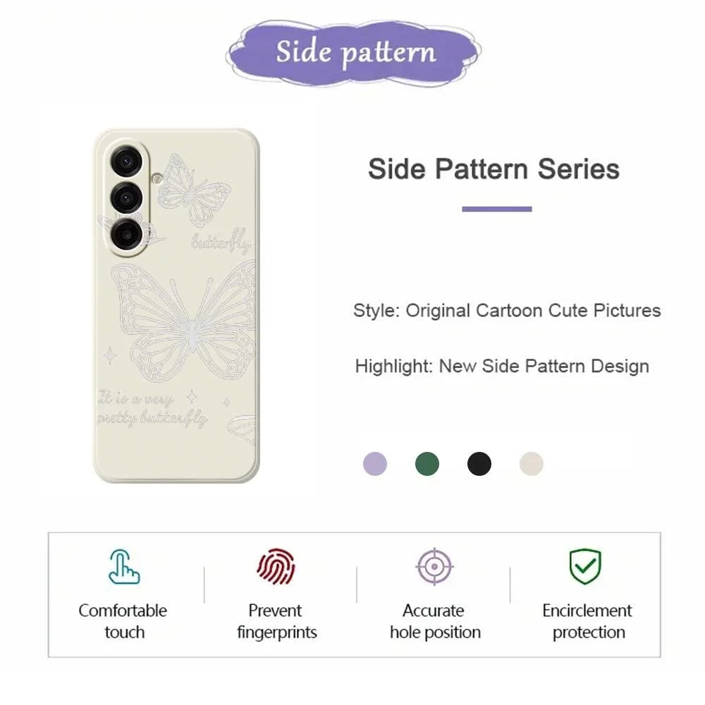 For Samsung Galaxy A18 5G / A18 4G / A17 5G / A17 4G Case Hollow Butterfly Pattern Printing Straight Edge TPU Phone Back Cover - Beige - 2