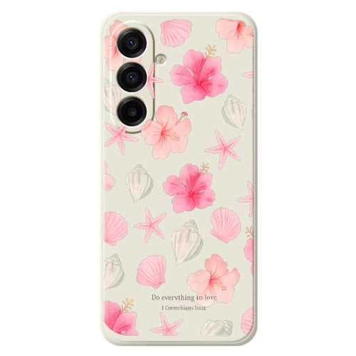 For Samsung Galaxy A18 5G / A18 4G / A17 5G / A17 4G Case Shell Peach Blossom Pattern Printing Straight Edge TPU Phone Back Cover - Beige - 1