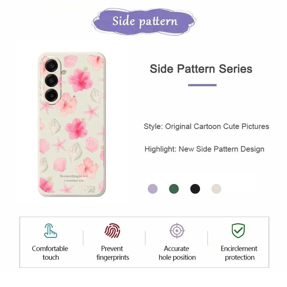 For Samsung Galaxy A18 5G / A18 4G / A17 5G / A17 4G Case Shell Peach Blossom Pattern Printing Straight Edge TPU Phone Back Cover - Beige - 2