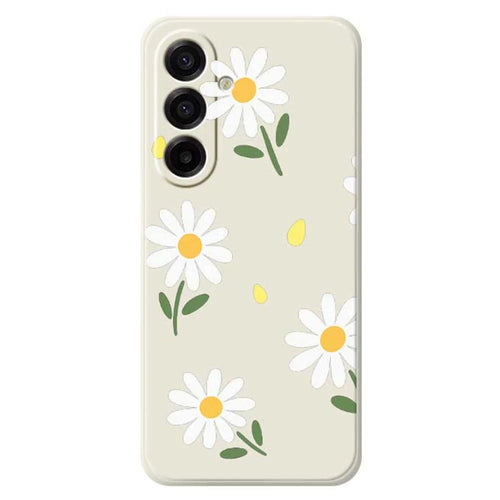 For Samsung Galaxy A18 5G / A18 4G / A17 5G / A17 4G Case Daisy Pattern Printing Straight Edge TPU Phone Back Cover - Beige - 1