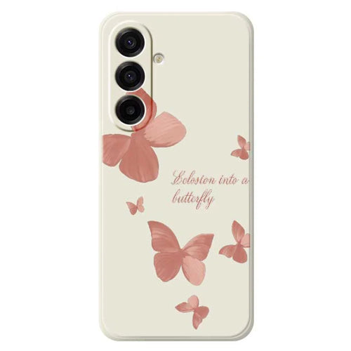 For Samsung Galaxy A18 5G / A18 4G / A17 5G / A17 4G Case Many Butterflies Pattern Printing Straight Edge TPU Phone Back Cover - Beige - 1
