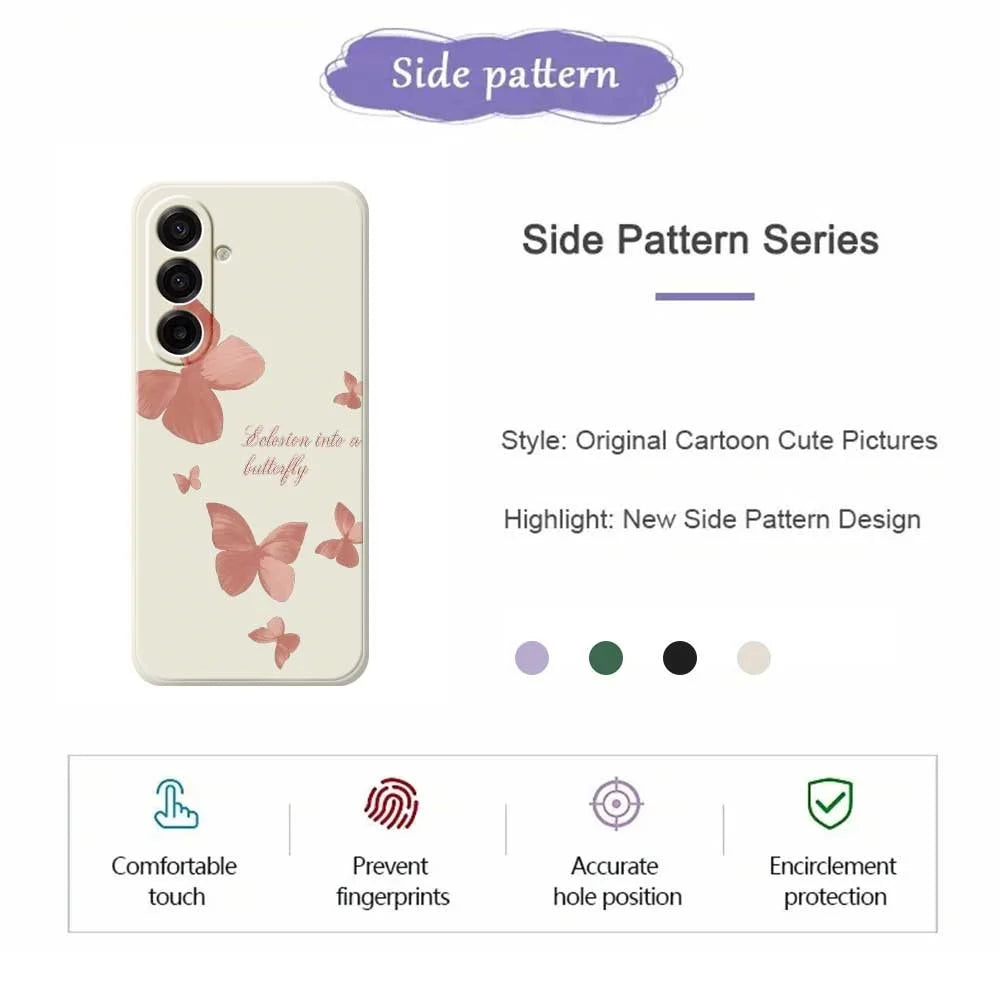 For Samsung Galaxy A18 5G / A18 4G / A17 5G / A17 4G Case Many Butterflies Pattern Printing Straight Edge TPU Phone Back Cover - Beige - 2