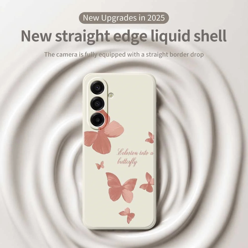 For Samsung Galaxy A18 5G / A18 4G / A17 5G / A17 4G Case Many Butterflies Pattern Printing Straight Edge TPU Phone Back Cover - Beige - 3
