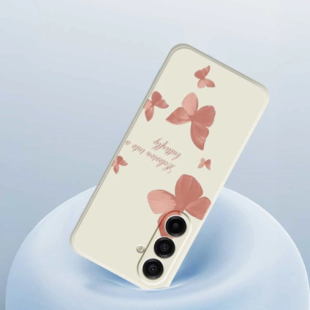 For Samsung Galaxy A18 5G / A18 4G / A17 5G / A17 4G Case Many Butterflies Pattern Printing Straight Edge TPU Phone Back Cover - Beige - 5