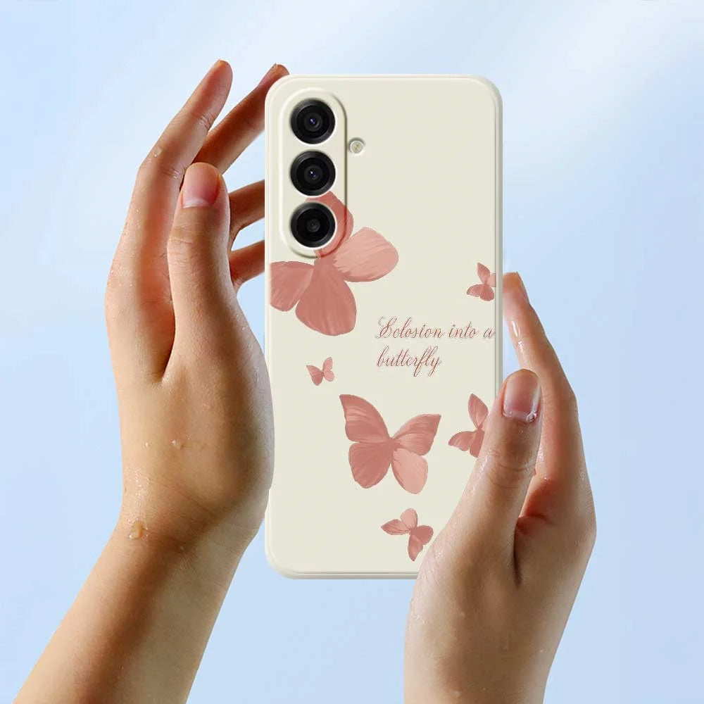 For Samsung Galaxy A18 5G / A18 4G / A17 5G / A17 4G Case Many Butterflies Pattern Printing Straight Edge TPU Phone Back Cover - Beige - 6