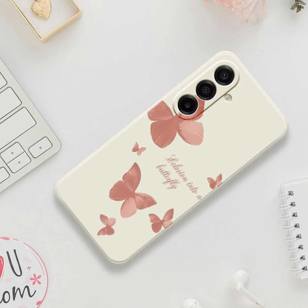 For Samsung Galaxy A18 5G / A18 4G / A17 5G / A17 4G Case Many Butterflies Pattern Printing Straight Edge TPU Phone Back Cover - Beige - 7