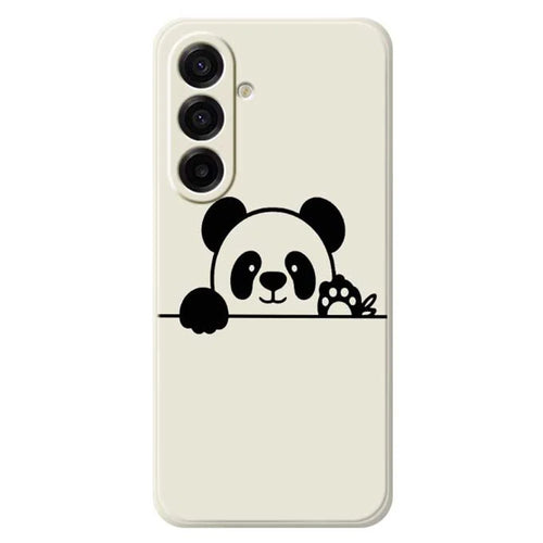 For Samsung Galaxy A18 5G / A18 4G / A17 5G / A17 4G Case Panda Head Pattern Printing Straight Edge TPU Phone Back Cover - Beige - 1