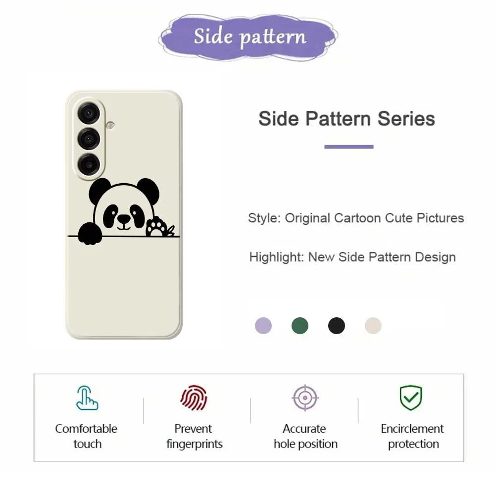 For Samsung Galaxy A18 5G / A18 4G / A17 5G / A17 4G Case Panda Head Pattern Printing Straight Edge TPU Phone Back Cover - Beige - 2
