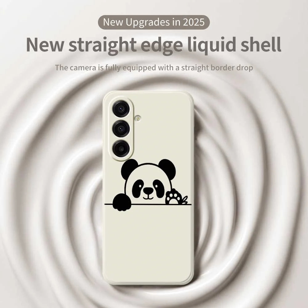 For Samsung Galaxy A18 5G / A18 4G / A17 5G / A17 4G Case Panda Head Pattern Printing Straight Edge TPU Phone Back Cover - Beige - 3