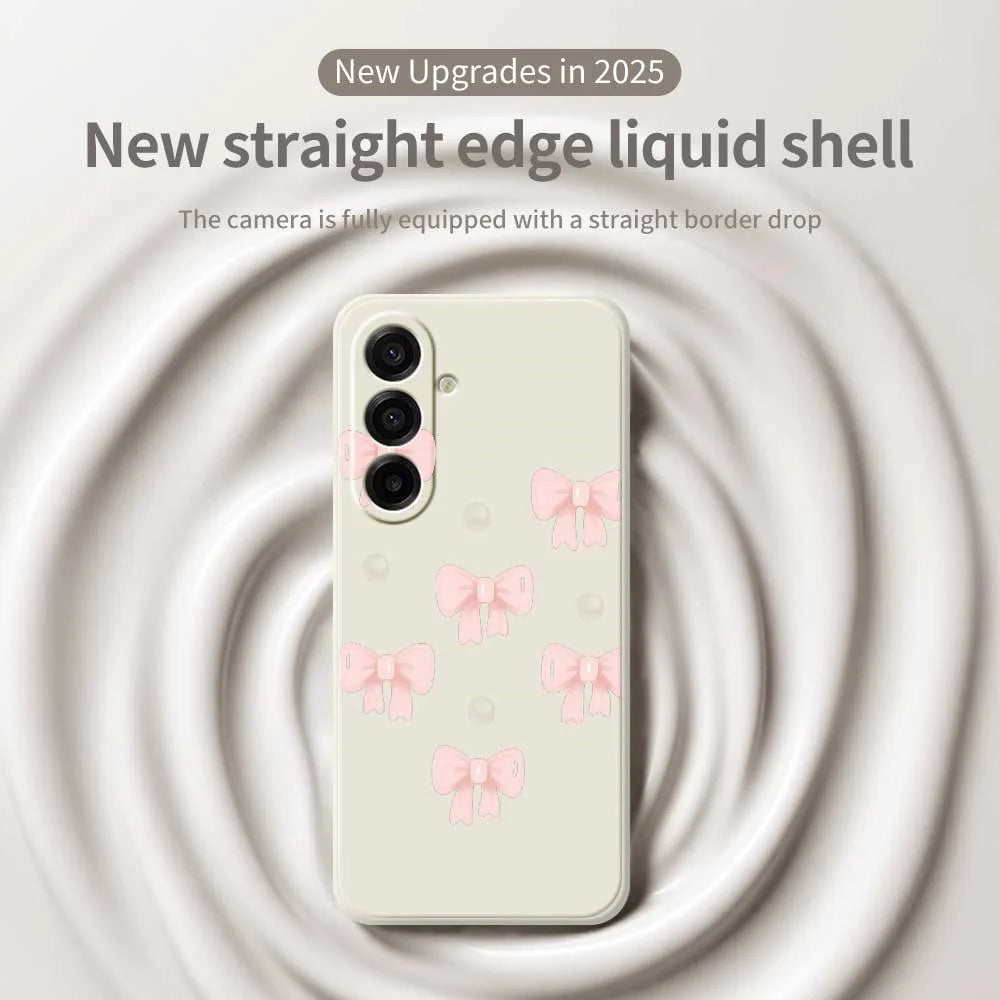 For Samsung Galaxy A18 5G / A18 4G / A17 5G / A17 4G Case Bows Pattern Printing Straight Edge TPU Phone Back Cover - Beige - 3