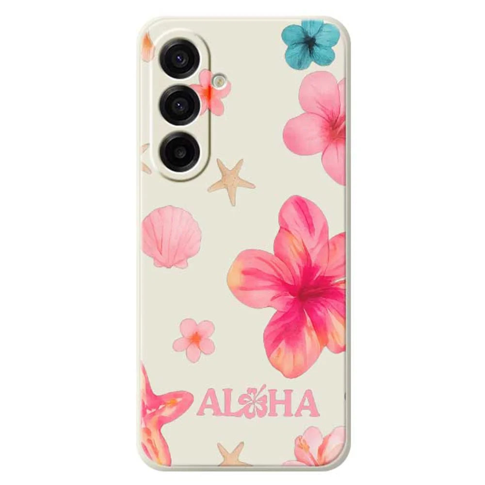 For Samsung Galaxy A18 5G / A18 4G / A17 5G / A17 4G Case Shell Flower Pattern Printing Straight Edge TPU Phone Back Cover - Beige - 1