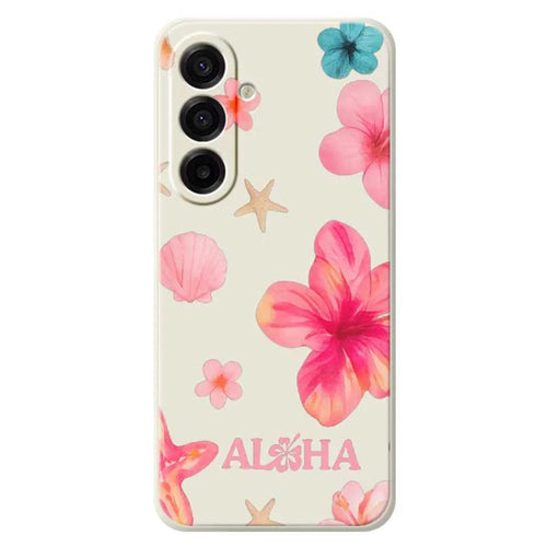 For Samsung Galaxy A18 5G / A18 4G / A17 5G / A17 4G Case Shell Flower Pattern Printing Straight Edge TPU Phone Back Cover - Beige - 1