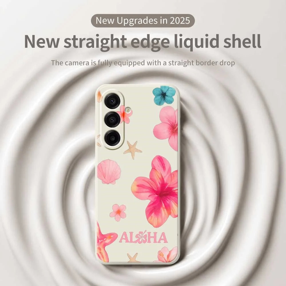 For Samsung Galaxy A18 5G / A18 4G / A17 5G / A17 4G Case Shell Flower Pattern Printing Straight Edge TPU Phone Back Cover - Beige - 3