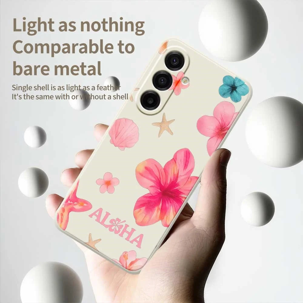 For Samsung Galaxy A18 5G / A18 4G / A17 5G / A17 4G Case Shell Flower Pattern Printing Straight Edge TPU Phone Back Cover - Beige - 4