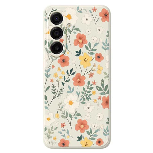 For Samsung Galaxy A18 5G / A18 4G / A17 5G / A17 4G Case Flower Garden Pattern Printing Straight Edge TPU Phone Back Cover - Beige - 1