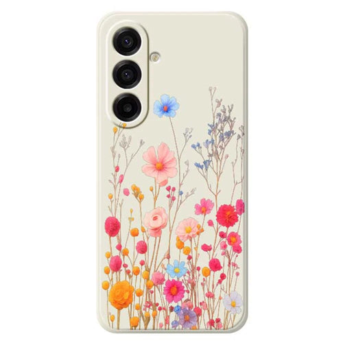 For Samsung Galaxy A18 5G / A18 4G / A17 5G / A17 4G Case Flower Branches Pattern Printing Straight Edge TPU Phone Back Cover - Beige - 1