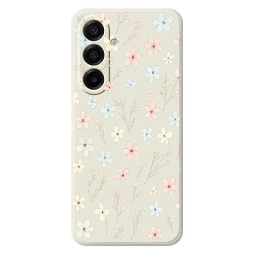 For Samsung Galaxy A18 5G / A18 4G / A17 5G / A17 4G Case Small Flower Branches Pattern Printing Straight Edge TPU Phone Back Cover - Beige - 1